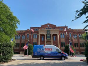 Leak Geeks plumbing in front of Southlake town hall