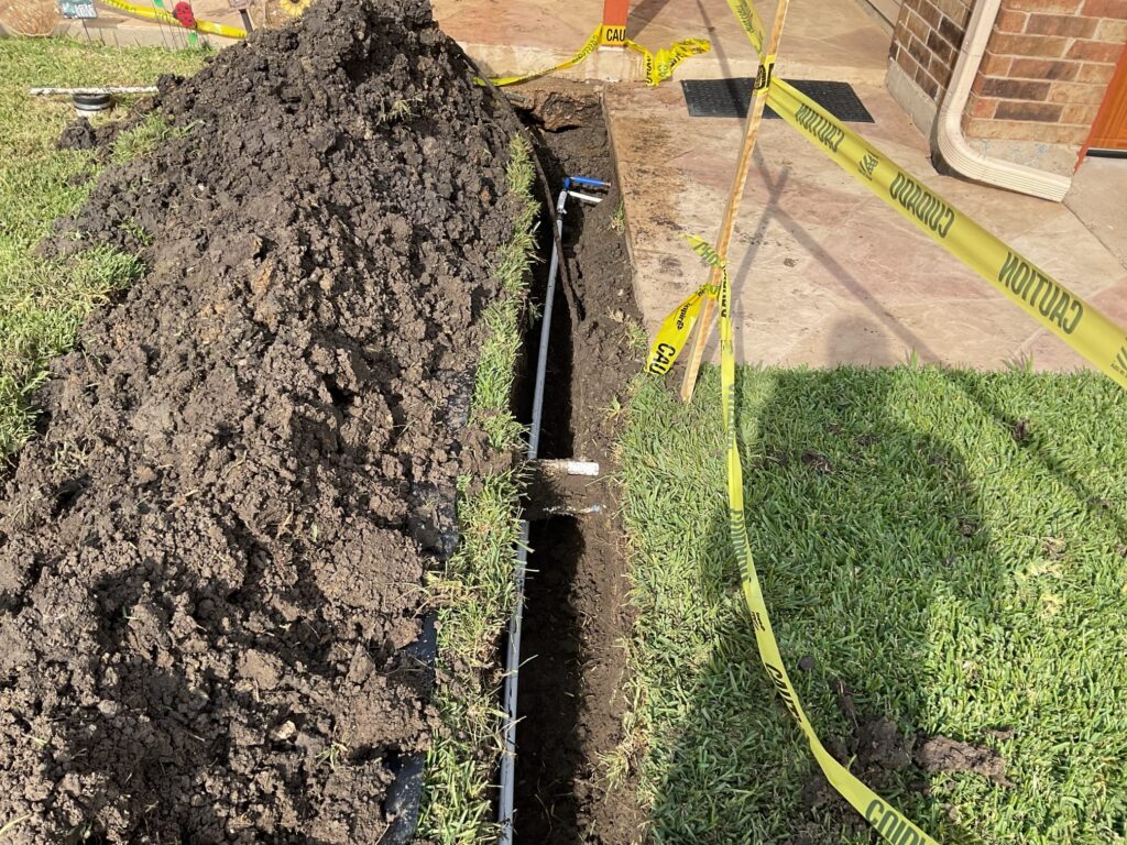 A water line being repaired in the DFW area.