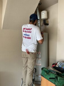Gas water heater being installed in Fort Worth